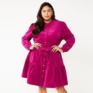Draper James Corduroy Dress in Fuschia